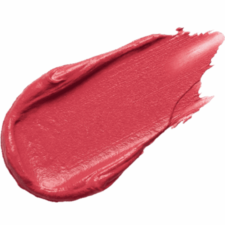 מריחה של שפתון ורוד-ורדרד מבריק, בעל מרקם חלק וקצוות מעט לא אחידים, המוצגת על רקע לבן. הדוגמית מציגה מרקם קרמי וברק עדין, המדגישים את הצבע העשיר והתוסס. | אלמאס קוסמטיקה – מתנה מושלמת של טיפוח ויוקרה